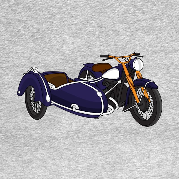 Sidecar purple motorcycle illustration by Cartoons of fun